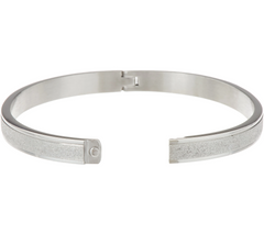 Stainless Steel Glitter Texture Bangle Bracelet, 8"