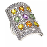 Colleen Lopez Sterling Silver Multi-Sapphire & White Zircon Ring Size 5