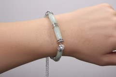 Jade of Yesteryear Sterling Silver Jade Segment Adjustable Bracelet