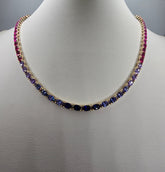 Absolute Sterling Silver Goldclad Simulated Colors of Sapphire Rainbow Line Necklace, 18"