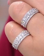 Absolute Sterling Silver Cubic Zirconia Triple Row Ring, Size 5