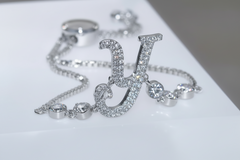 Joan Boyce Silvertone CZ & Crystal Pave Initial "Y" Adjustable Bracelet.