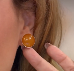 Jay King Sterling Silver Butterscotch Amber Round Stud Earrings