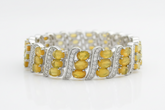 Colleen Lopez Sterling Silver Triple Ethiopian Opal & White Gemstone Tennis Bracelet, 7"