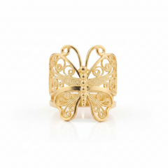 Ottoman Sterling Silver Goldclad "Butterfly" Ring, Size 7