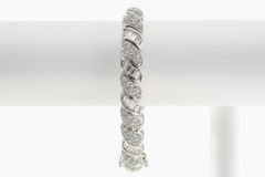 Absolute CZ Sterling Silver Round & Baguette San Marco Bracelet, 7-1/4"