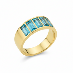Heidi Daus Beautiful Baguette Blue Crystal Band Ring, Size 7