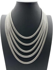 #002 - Sterling Silver Cuban Necklace Chain, 20"