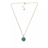Colleen Lopez Goldtone Turquoise and White Topaz Pendant with 18" Chain (Copy)