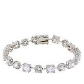Absolute Sterling Silver Square/Round Tennis Bracelet, 6-1/4"