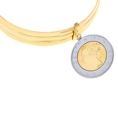 Bellezza Bronze 500 Lira Coin 3Layer Bangle Bracelet, 8"