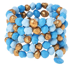HSN Floreia Seed Coil Blue Bead Bracelet