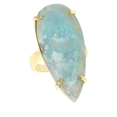 Connie Craig Carroll Goldtone Reid Amazonite Statement Ring, Size 8