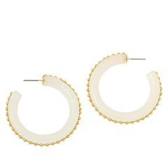 R.J. Graziano Splendid Style Studded White Resin Hoop Earrings