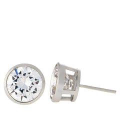 Absolute Sterling Silver 10MM Solitaire Round-cut Stud Earrings,