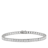 Absolute Sterling Silver Simulated Diamond Princess Cut Line Bracelet, 7-1/4"
