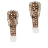 Colleen Lopez Sterling Silver .50ctw Champagne Diamond Buckle Huggie Hoop Earrings