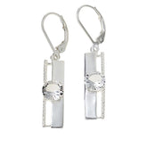 Herkimer Mines Sterling Silver Solitaire Round-shape Bar Drop Earrings.