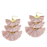 Connie Craig Carroll Jewelry Raffia Triple Drop Earrings, 3-1/8"