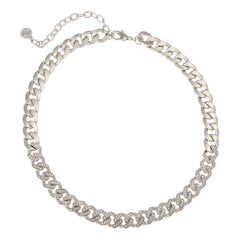 R.J. Graziano Silvertone Pave Link Necklace, 18"