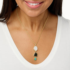 Connie Craig Carroll Goldtone Multi-gemstone Pendant Necklace, 18"+2"