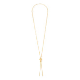 Bellezza Bronze Adjustable Box-Link Lariat Cross Necklace
