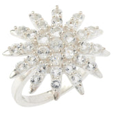 Herkimer Mines Silvertone "Diamond" Quartz Celestial Star Ring, Size 5