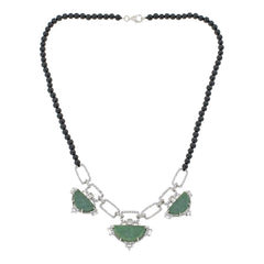 Jade of Yesteryear Jade Bead and Link Statement Necklace, 18"
