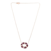 Colleen Lopez Sterling Silver Roseclad Pink Oval Multigem Pendant Necklace, 18"