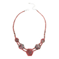 Jay King Sterling Silver Rhodochrosite Beaded Station Necklace, 18"