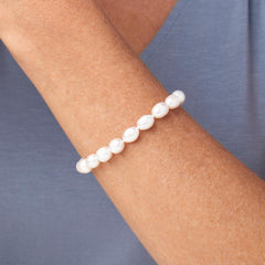 Kalifano Sterling Silver Cultured Freshwater Pearl Bracelet, 7-3/4"