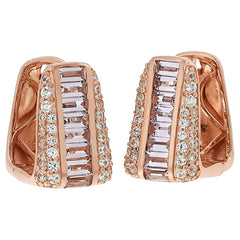 Colleen Lopez Sterling Silver Baguette Pink Amethyst Huggie Hoops