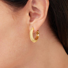 Bellezza Bronze Polished Ridged Front Hoop Earrings