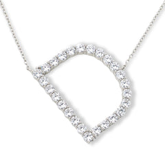 Absolute Sterling Silver Pave Initial "D" Necklace, 18"