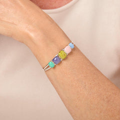Jay King Sterling Silver Rainbow Multi-Opal Cuff Bracelet