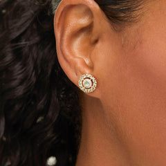 Colleen Lopez Sapphire and Diamond Round Stud Earrings