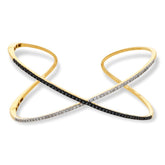 Rarities Sterling Silver Goldclad 3/4ctw Diamond Double Helix Crisscross Hinged Cuff, 6-3/4"