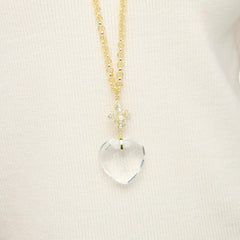Heidi Daus Winter Heart Drop Necklace & Clip-on Stud Earrings Set