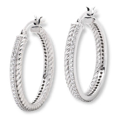 Absolute x Katharine McPhee Sterling Silver 2Row Pav Hoop Earrings