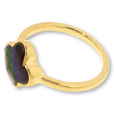 Canadian Ammolite Gems Ammolite Triplet Gold-Plated Clover-Shaped Ring, Size 7