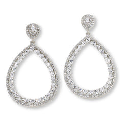Absolute Sterling Silver 2.82ctw Open Teardrop Dangle Earrings