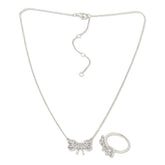 Absolute Sterling Silver 3ctw Bow Ring & Necklace 2-piece Set, Size 7