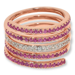 Colleen Lopez Sterling Silver Goldclad Pink Sapphire Wrap Ring, Size 7