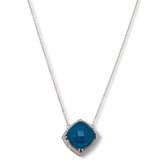 Colleen Lopez Sterling Silver Apatite Doublet & White Zircon Cushion Drop Necklace, 20"