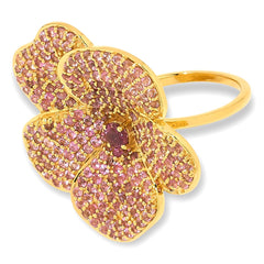 Rarities Sterling Silver Goldclad Pink Tourmaline Flower Ring, Size 8