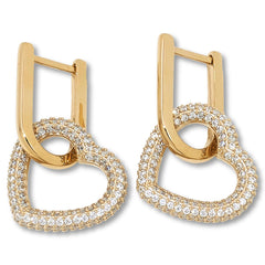 Absolute Sterling Silver Goldclad Pave Heart Drop Earrings