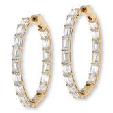 Absolute Sterling Silver Goldclad Emerald-Cut Inside-Outside Hoop Earrings, 1-1/2"