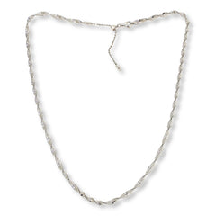 Fiorenza Sterling Silver Twisted Herringbone Adjustable Chain Necklace, 20"