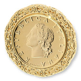 Bellezza Bronze 20 Lira Coin Byzantine Frame Ring, Size 8