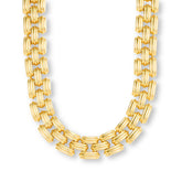 Soave Oro 14K Gold Electroform 3-Row Panther-Link Necklace, 18"